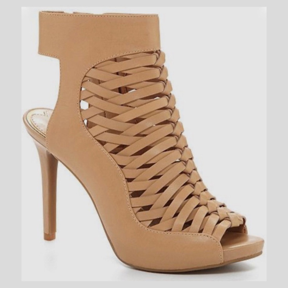 Gianni Bini Rigby Leather Woven Peep Toe Pumps 7.5